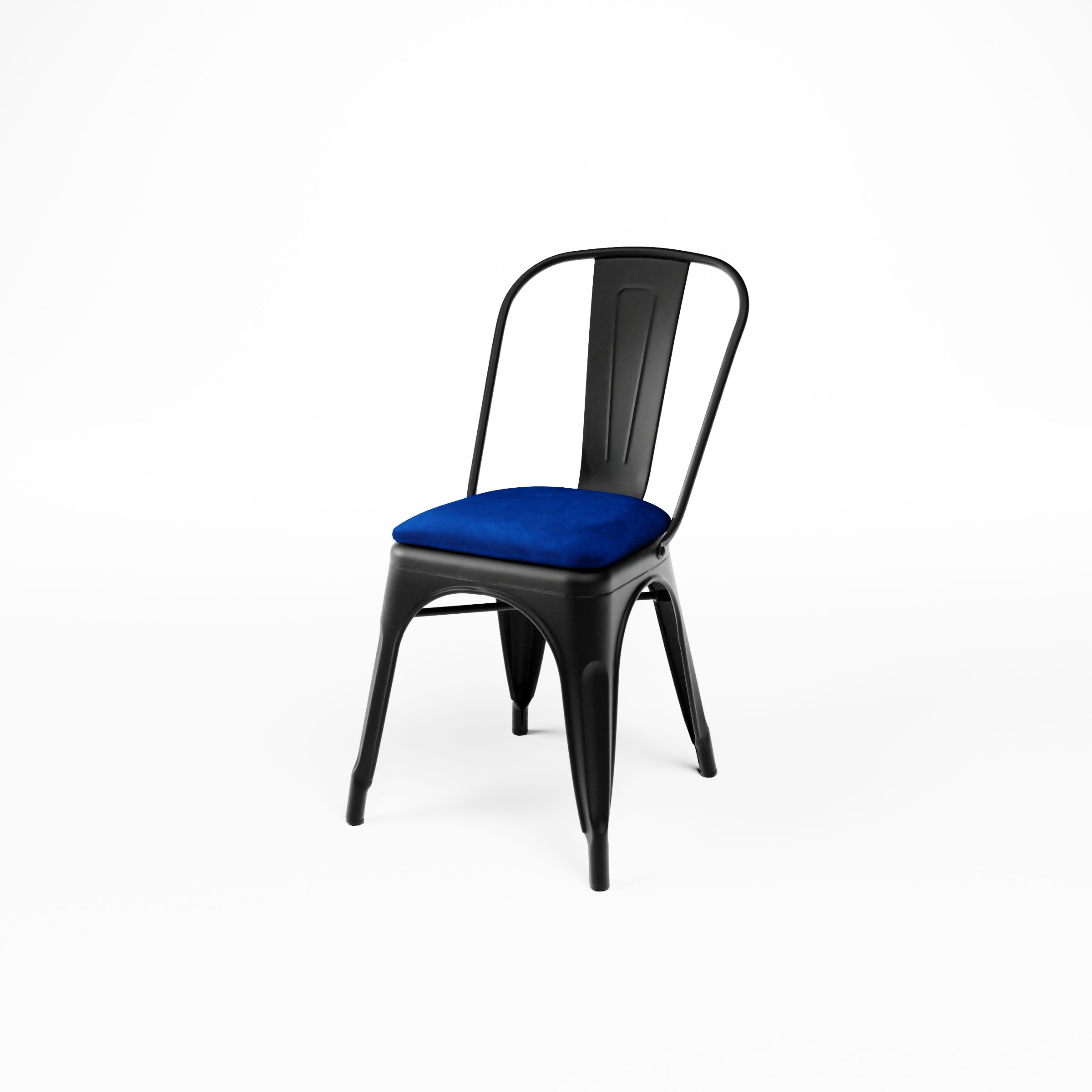 Restaurant bistro chair in steel velour with seat cushion
